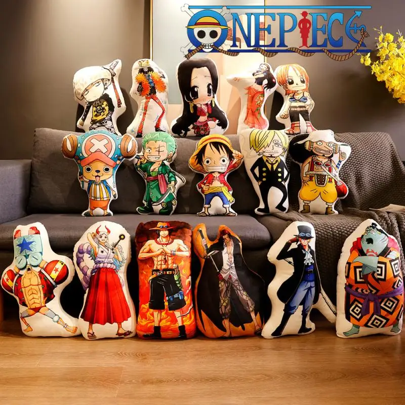 45Cm Anime One Piece Plush Stuffed Doll Toy Pillow Kawaii Cartoon Luffy Zoro Double Sided Printed Pillow Boy Girl Birthday Gift