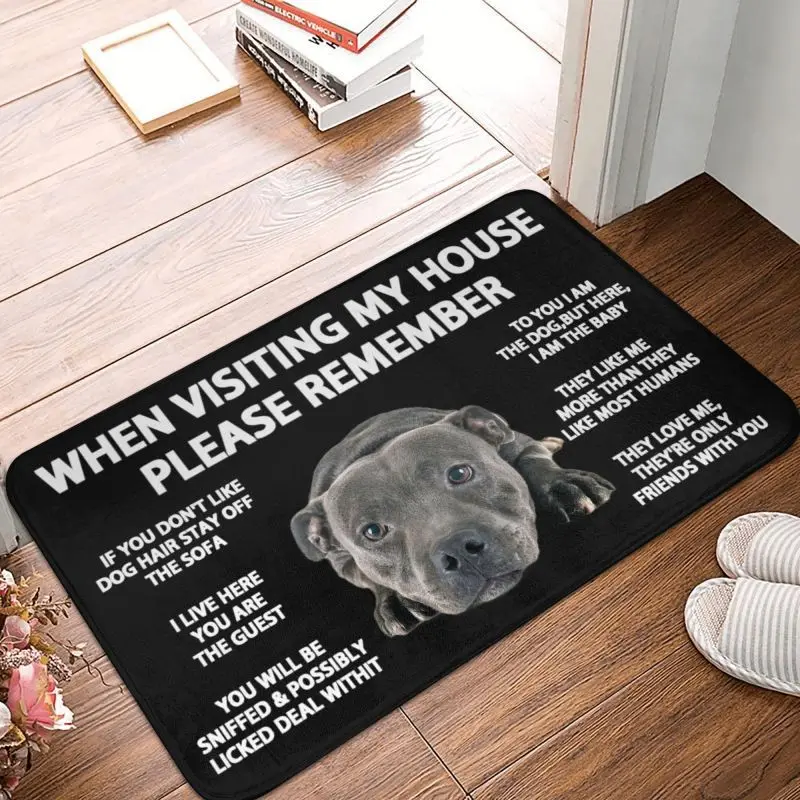 Staffordshire Bull Terrier Doormat Non-Slip Kitchen Bath Mat Bedroom Balcony Floor Door Entrance Carpet Rug