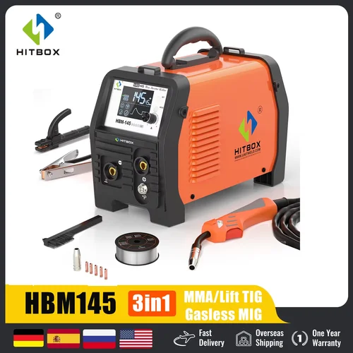 HITBOX HBM145 3 in 1 MMA/ガスレス MIG/リフト TIG 溶接機半自動溶接機インバーターサポート伸線ガン装置