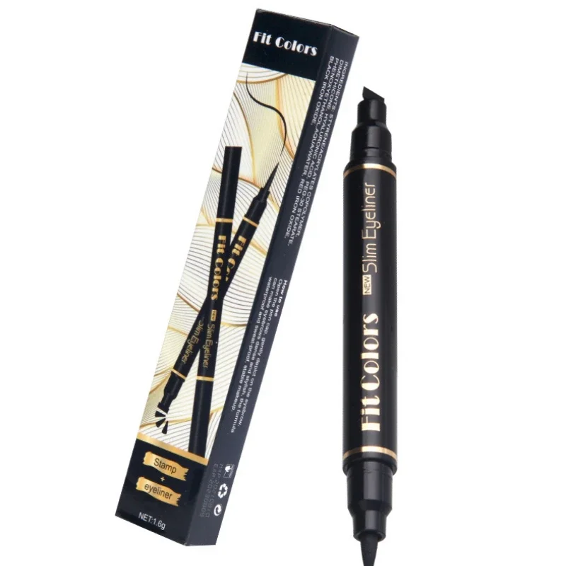 Lápis delineador líquido de cabeça dupla, preto, duradouro, impermeável, à prova de manchas, cosméticos, beleza, ferramentas de maquiagem, 1pc