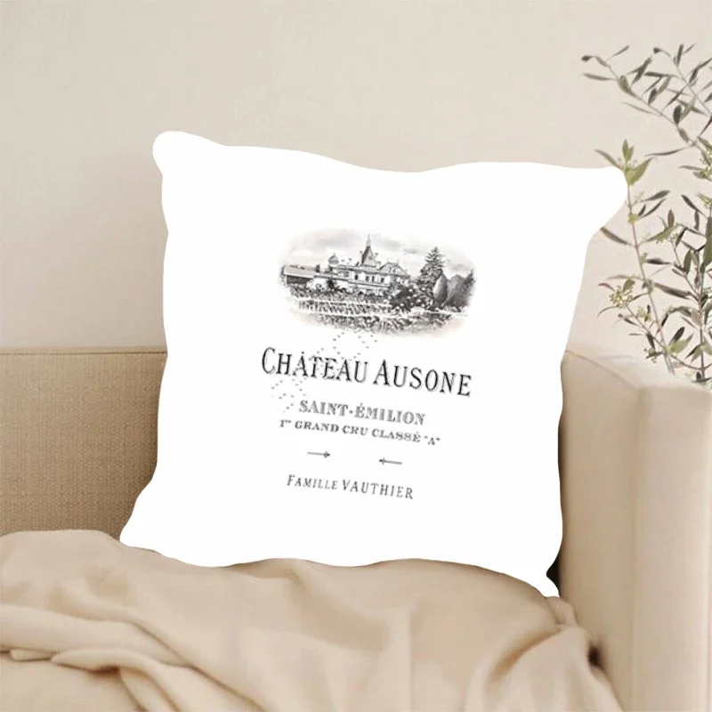 Funda de almohada para el hogar, cubierta de cojín para sala de estar, sofá, asiento, a-ausone, castillo, vino tinto, marca