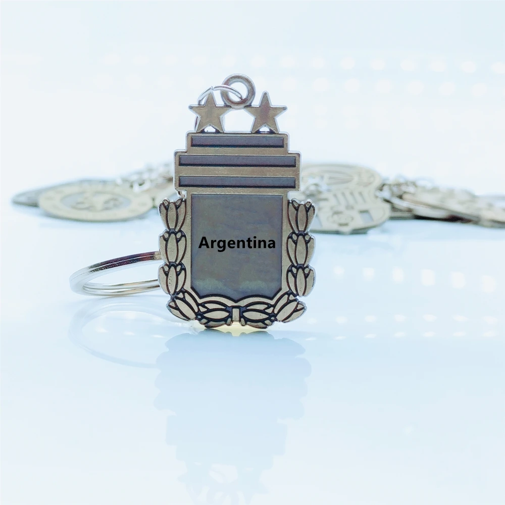 Argentina Team Metal Football Commemorative Real High Quality Keychain Pendant Crafts Soccer Ornaments Spain Madrid Plaques 1Pcs