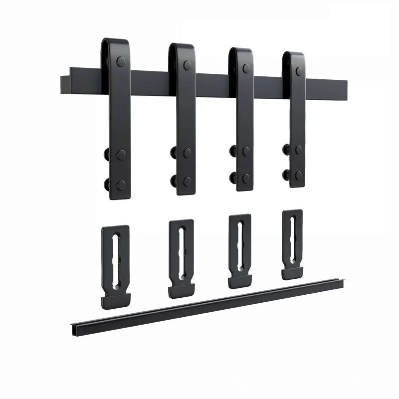 Sliding Barn Door Hardware Kit, Heavy Duty Carbon Steel Track Rail Set, Silent Roller Hanger for Interior Wooden Door