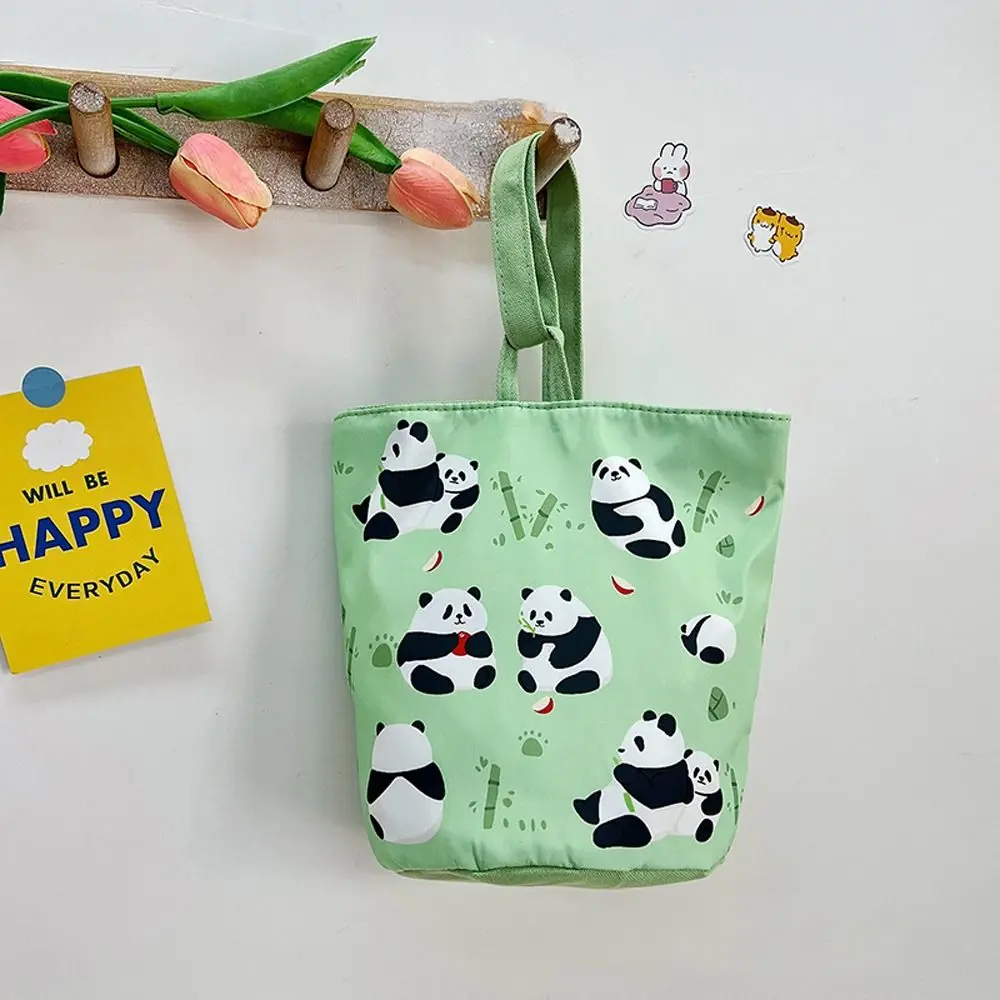 Foldable Panda Cartoon Canvas Bucket Bag Cat Cartoon Girl Rabbit Print Handbag Strawberry Letter Ins Style Tote Bag Shopping