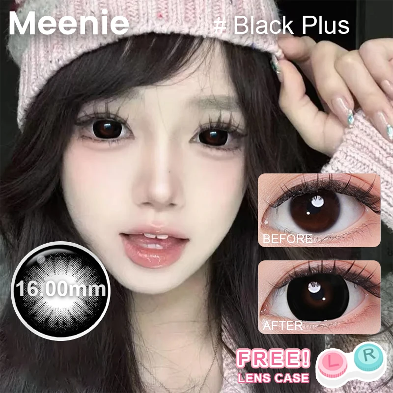 Lentes de Contacto de Color Negro Extra Grandes de 16 mm, 0.00~-6.00, Lentes de Contacto Suaves de Color Negro para Cosplay de Anime, Lentes de Contacto de Color Lindo para Halloween