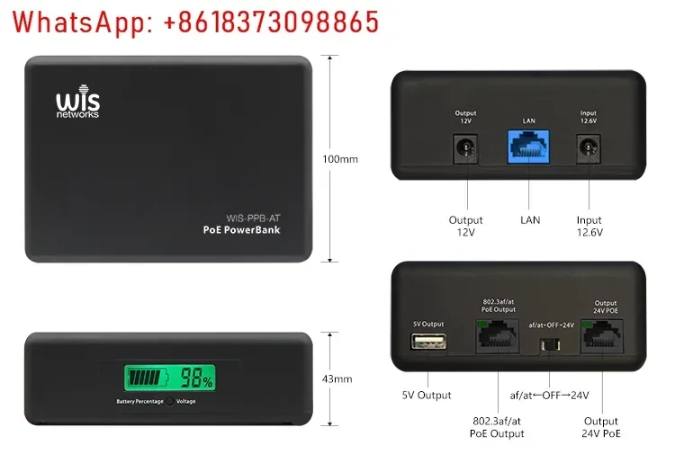 Banco de energía POE Mimosa para viajes de negocios, proyecto ISP, 802.3af/at, 24V/48V, compatible con ubnt/mikrotik/mimosa/cambium