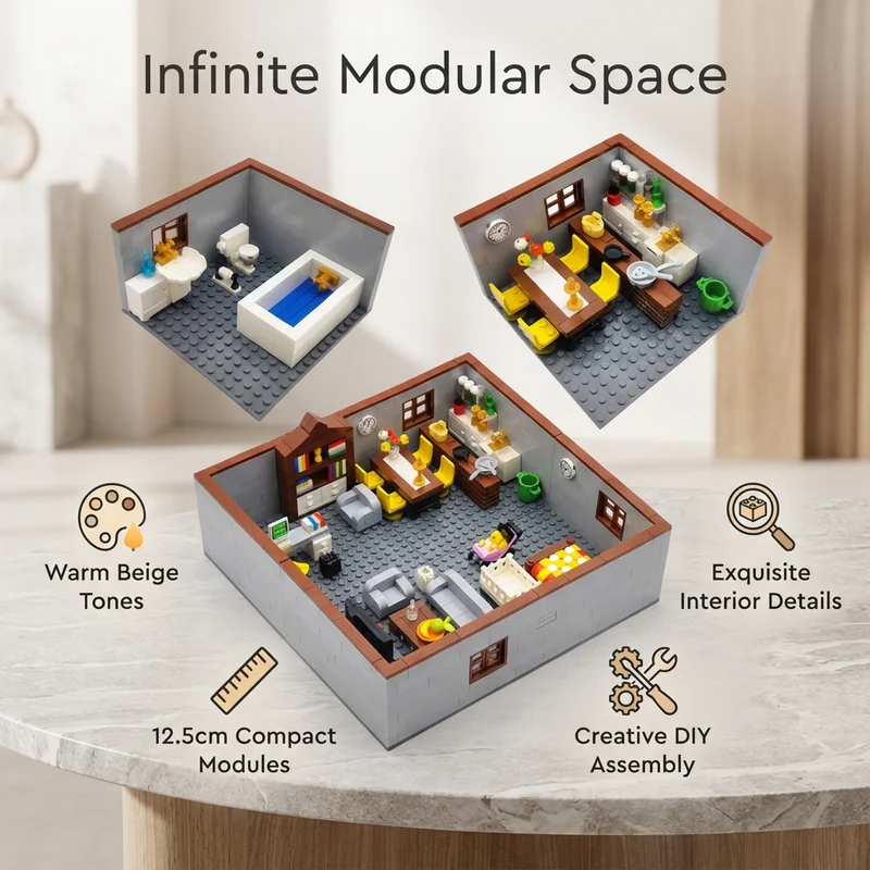 City House Building Blocks Toys for Children Boys Girl DIY Gifts MOC Bricks Bedroom Living Room Furniture Model Juguetes Bloques view 2