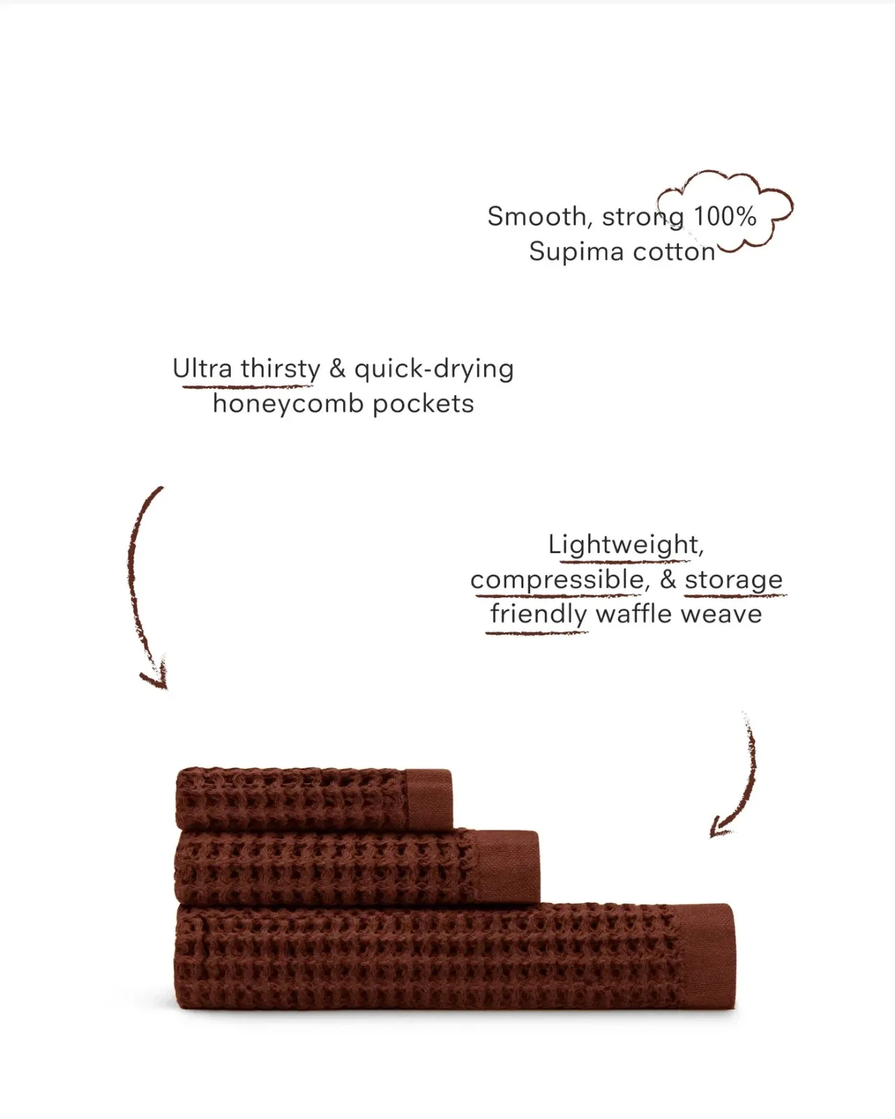 

towel3pc Bath Towel Set Soft Absorbent Waffle Weave Cotton Luxury Bathroom Essentials Home Spa Towels Red Clay Color Fast Drying