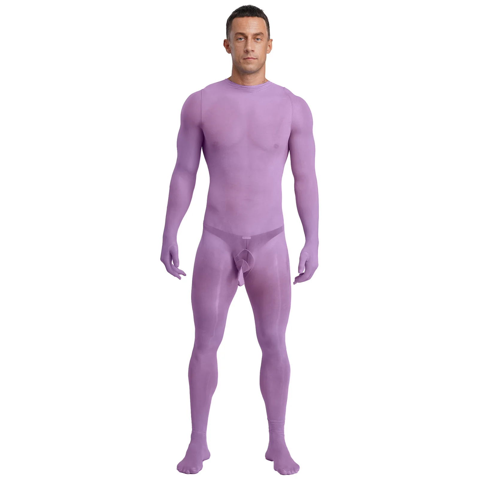 

Мужские прозрачные глянцевые чулки для всего тела, ультратонкие рукава с перчатками, облегающие чулки, комбинезон для свиданий, ночное нижнее белье, боди