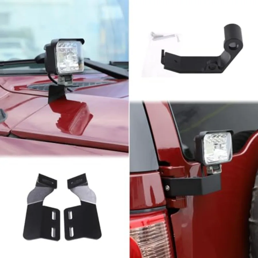 

Compatible with Toyota FJ Cruiser 2007-2024 Car Hood Light Mount Brackets and Tailgate Light Mount Antenna Holder Car Hood Tail