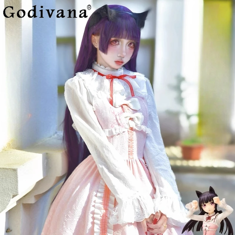 

Gokou Ruri Cosplay Girls Dress for Halloween Christmas Festival Party Sweet Dress Women's Role Playing Princess Bow Dress