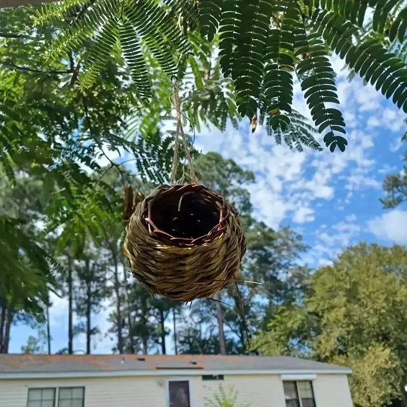 

Bird Cage Hanging Hummingbird Nest Woven Bird House Outdoor Spherical Shelter Suitable for Gardens Courtyards Lawns Pet Bedroom