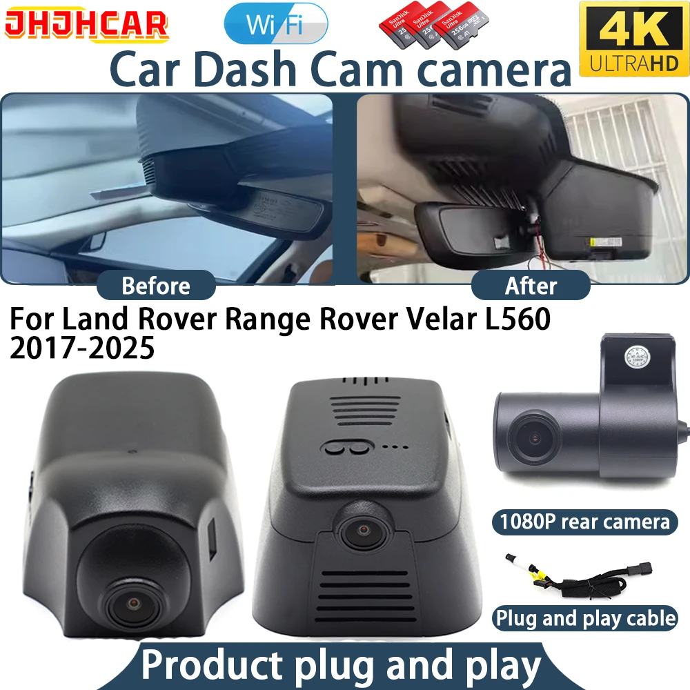 4K Dash Cam For Land Rover Range Rover Velar L560 2017-2025 Plug And Play WiFi DVR Car Camera Video Recorder Wide Angle Night