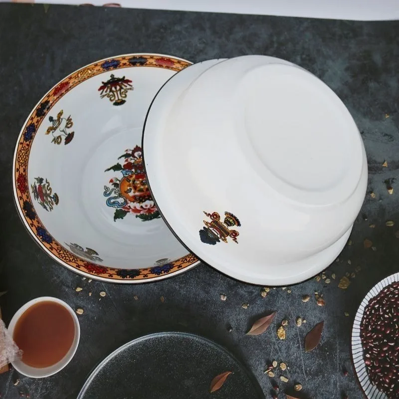 Vintage Enamel Basin Extra Thick Multi-Purpose Kitchen & Bath Sink, Stovetop Safe for Gas/Electric/Induction Portable Basins