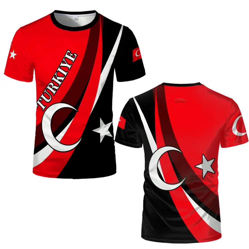 Turkish Graffiti-style Printed T-shirt Men's Turkish Flag Graphic O-Neck Tee Unisex Breathable Sports Casual Short-sleeved Top