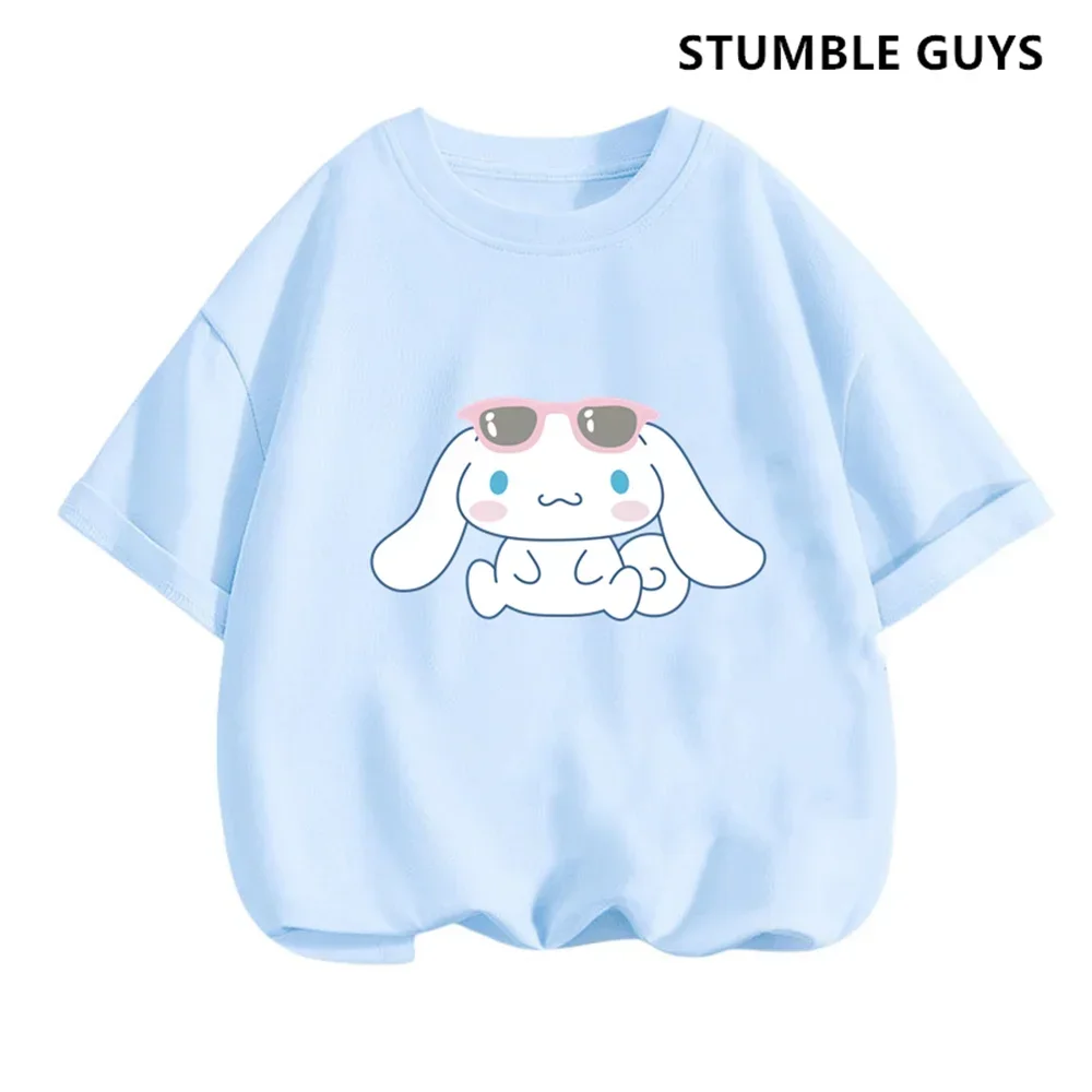 

Cinnamoroll T-shirt Set Sanrio Children's Short-sleeved New Summer Y2K Clothes Girly Heart Soft Clothes Kawaii Birthday Gift