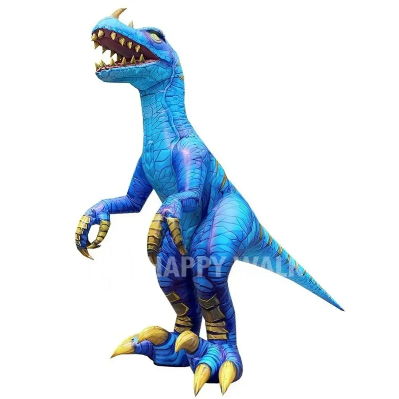 1.8m Inflatable Dinosaur Costume Realistic Raptor Dinosaur Costume Animal Cosplay for Halloween Party