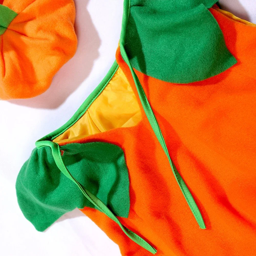 Kostium dyni na Halloween dla dzieci, dla chłopców i dziewczynek, kombinezon do odgrywania ról, topy + kapelusz + torba, zestaw ubrań na karnawał i imprezy.