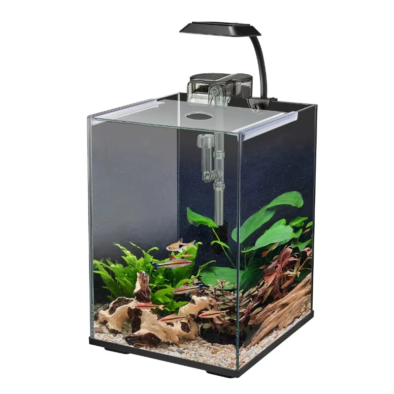 Rectangle modern glass fish tank set with filter and LED
