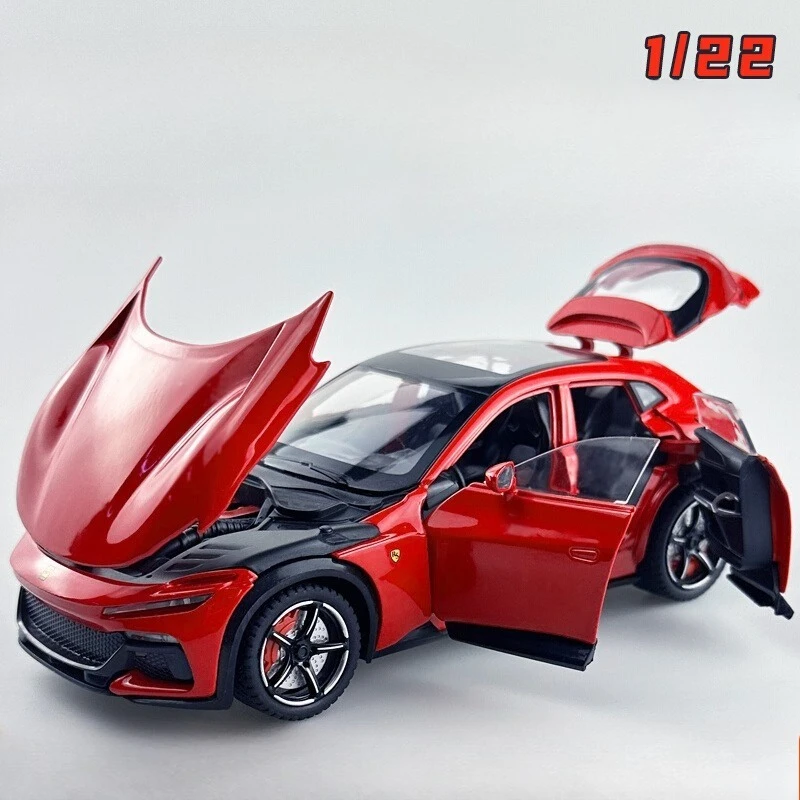 

1:22 Purosangue FVU модель автомобиля из сплава, литая под давлением металлическая игрушечная машина, модель автомобиля, звуковой свет, имитация коллекции, подарок