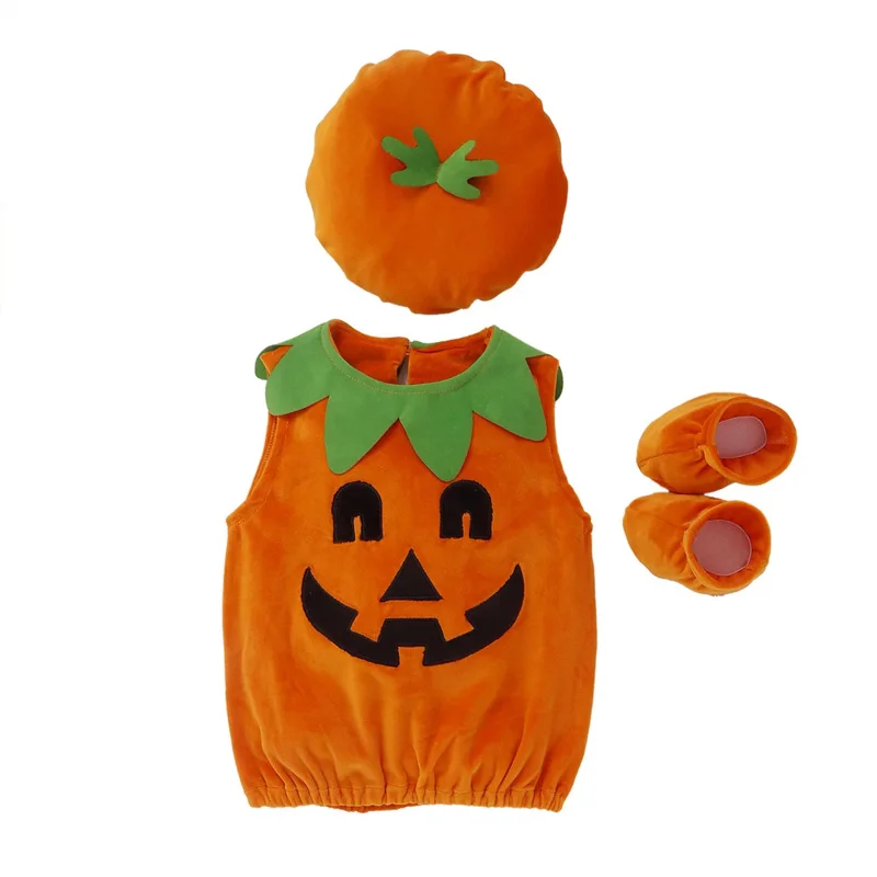 Kleinkind Baby Halloween Outfits Kleinkind Baby Junge Kürbis Cosplay Kostüm Kleidung Strampler Outfits Mit Hut Kürbis Tasche