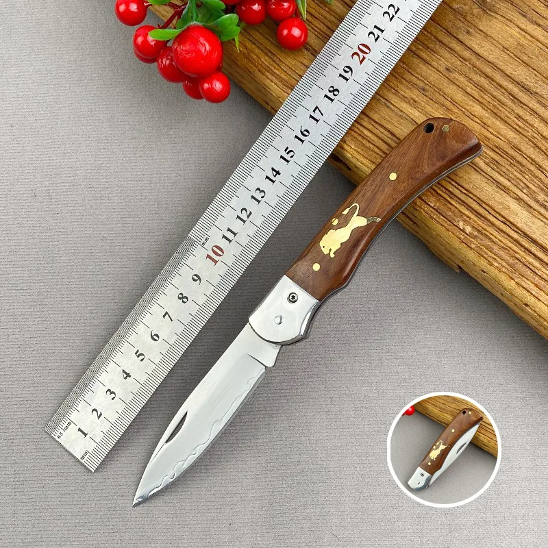 Mini folding fruit knife 9cr18mov triple steel high hardness sharp outdoor hiking camping open express pocket wood knife