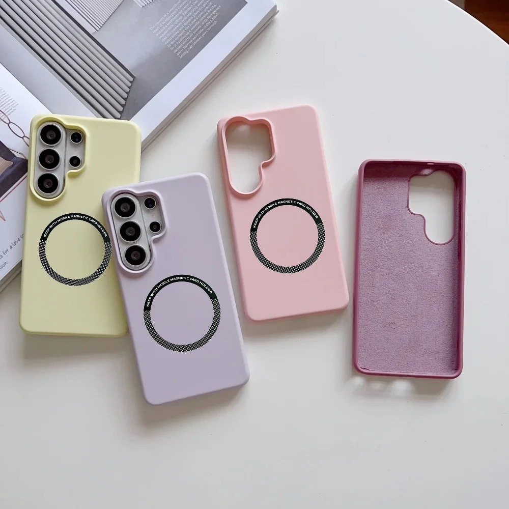Modische Soft-Touch-Silikon-Handyhülle für Samsung Galaxy S26 Ultra S25 Plus A57 A37 A17 A56 A36 A26 für Magsafe Anti-Drop-Cover