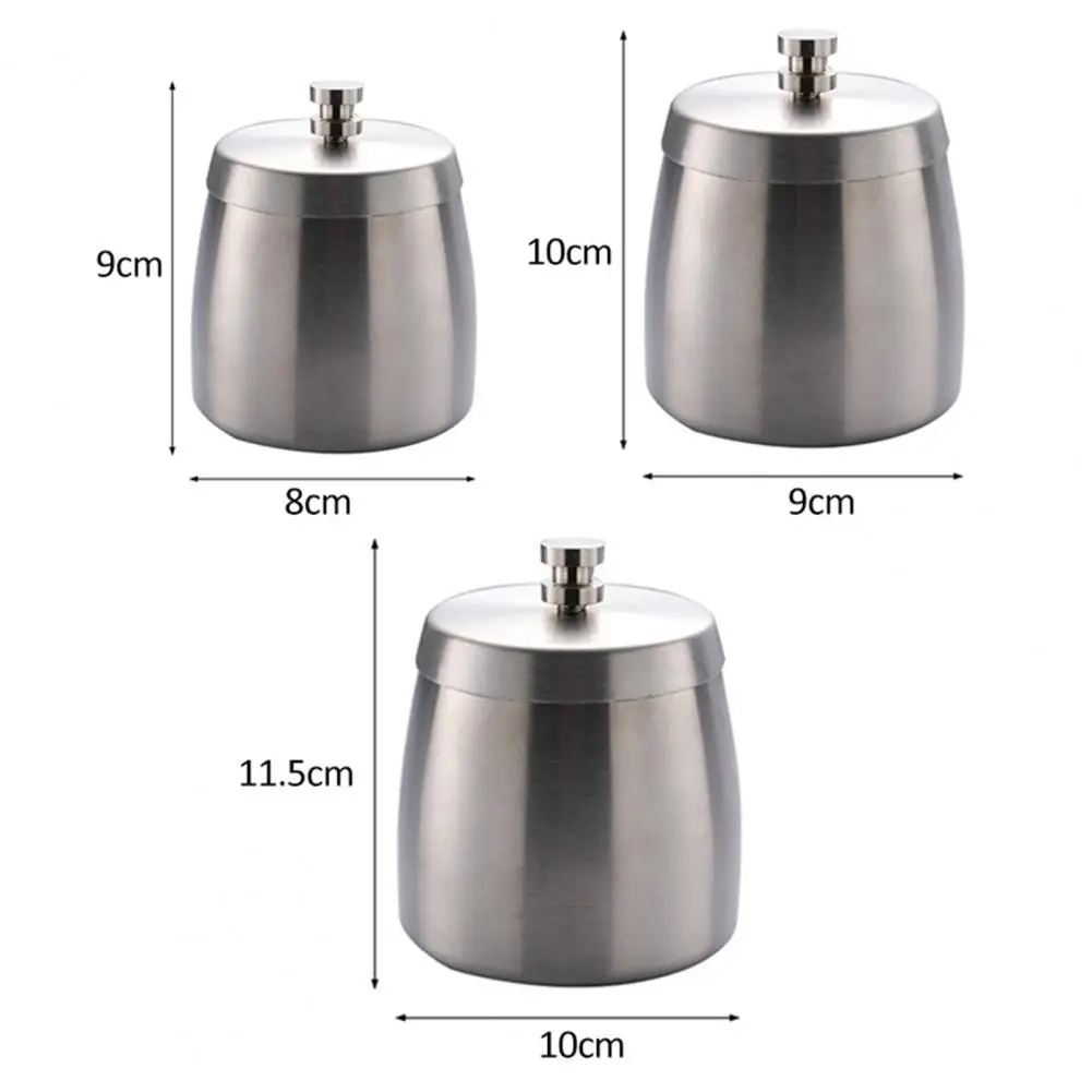 Stainless Steel Ashtray With Lid Windproof Metal Cigarette-Butt Storage Box For Home Hotel Smell Proof Smokeless Ashtray Gift