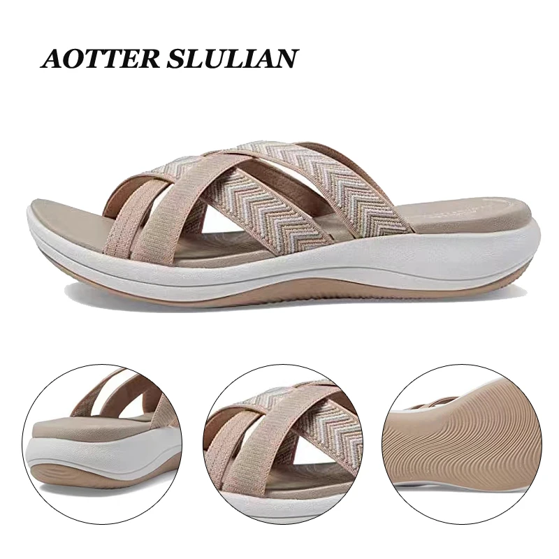 2023 Summer New Women\'s Slipper Outdoor Open Toe Soft Sandal Trend Slides Beach Shoe Female Breathable Comfy Orthopedic Footwear