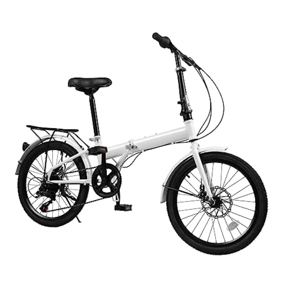 

7-скоростной складной велосипед 20 дюймов с регулируемой высотой, рама из высокоуглеродистой стали, двойные дисковые тормоза для взрослых и подростков