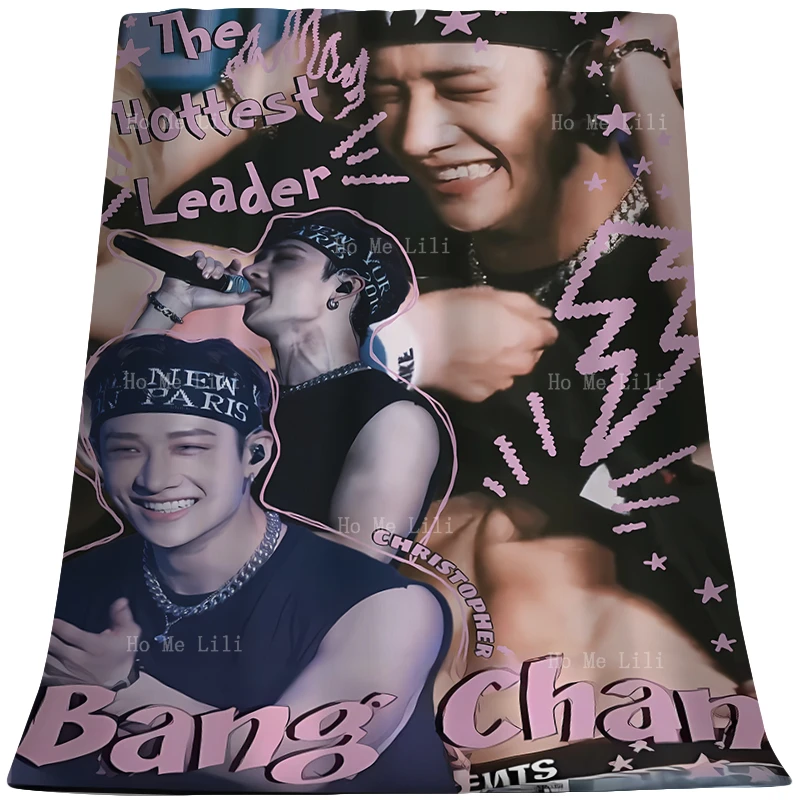 Bang Chan Vintage 90 coreano Pop Retro Graphic Poster coperta di flanella Super morbida e accogliente adatta per quattro stagioni