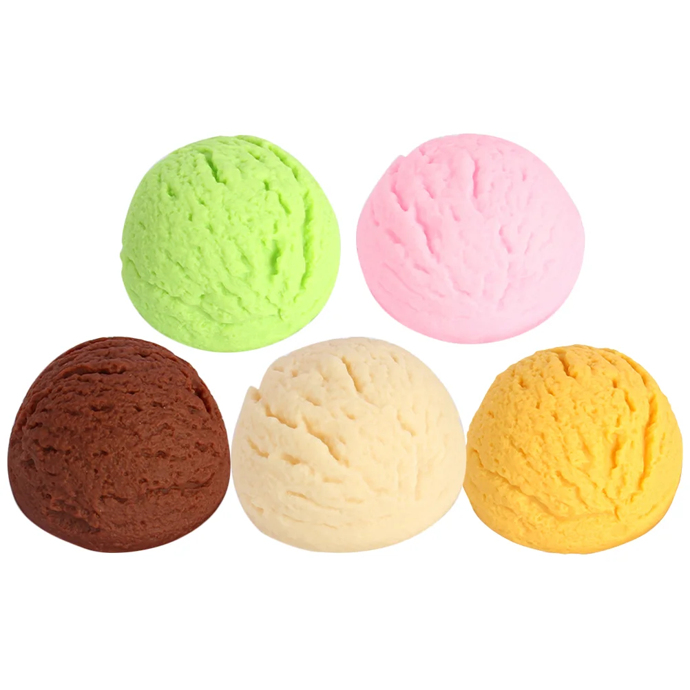 5 Pcs Simulated Dessert Ice Cream Ball Model Artificial Food Cake for Shops Ornament Home Strawberry Flavor Child