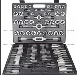 Metric 110Pcs Tap and Die Set High Speed Steel Titanium Tap and Die Combination Set for Cutting External & Internal Threads