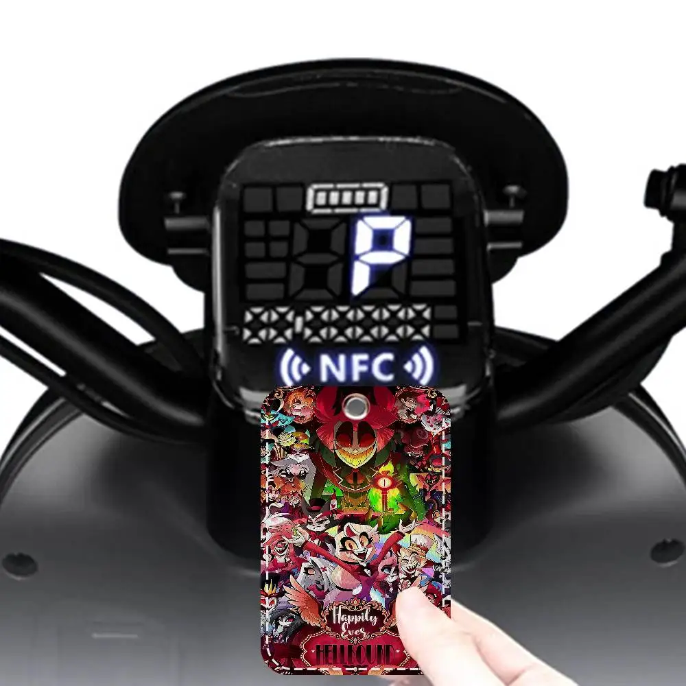 الكرتون H-Hazbin H-Hotels مستطيل حافظة بطاقات الهوية المفاتيح الوصول حافظة للبطاقات مفتاح العلامة حلقة حامل بطاقة جلدية حلقة رئيسية الوصول #5