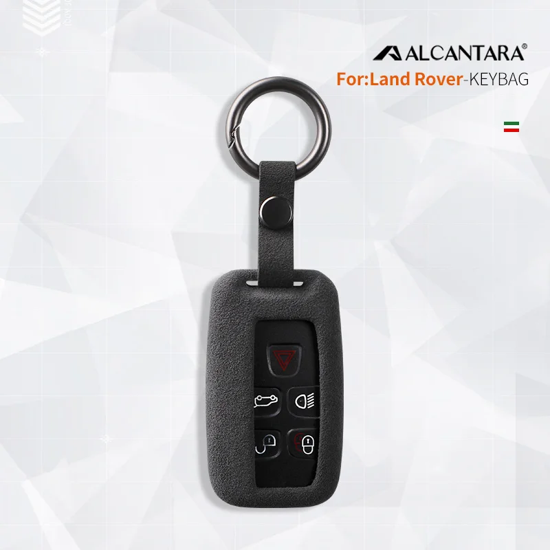 Alcantara Car Key Case Cover Holder Key Shell Buckle For Land Rover Range Rover Sport Discovery Defender Velar Evoque