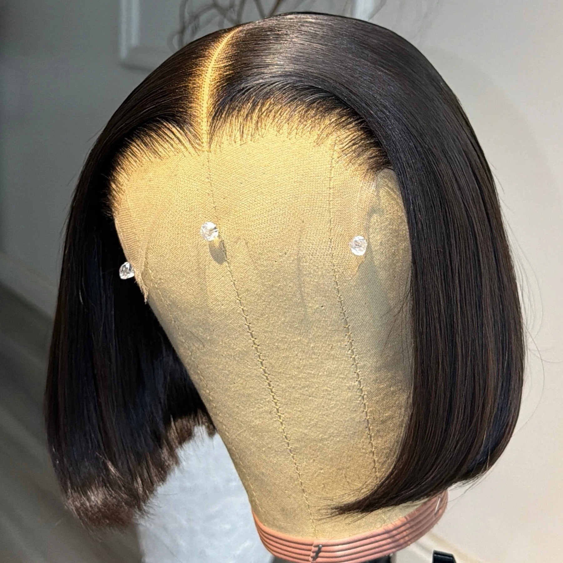Short Bob Cut Straight Black Color 13X4X1 HD Lace Frontal Wig For Black Women Synthetic Prepluck Hairline Daily Party Soft Hair