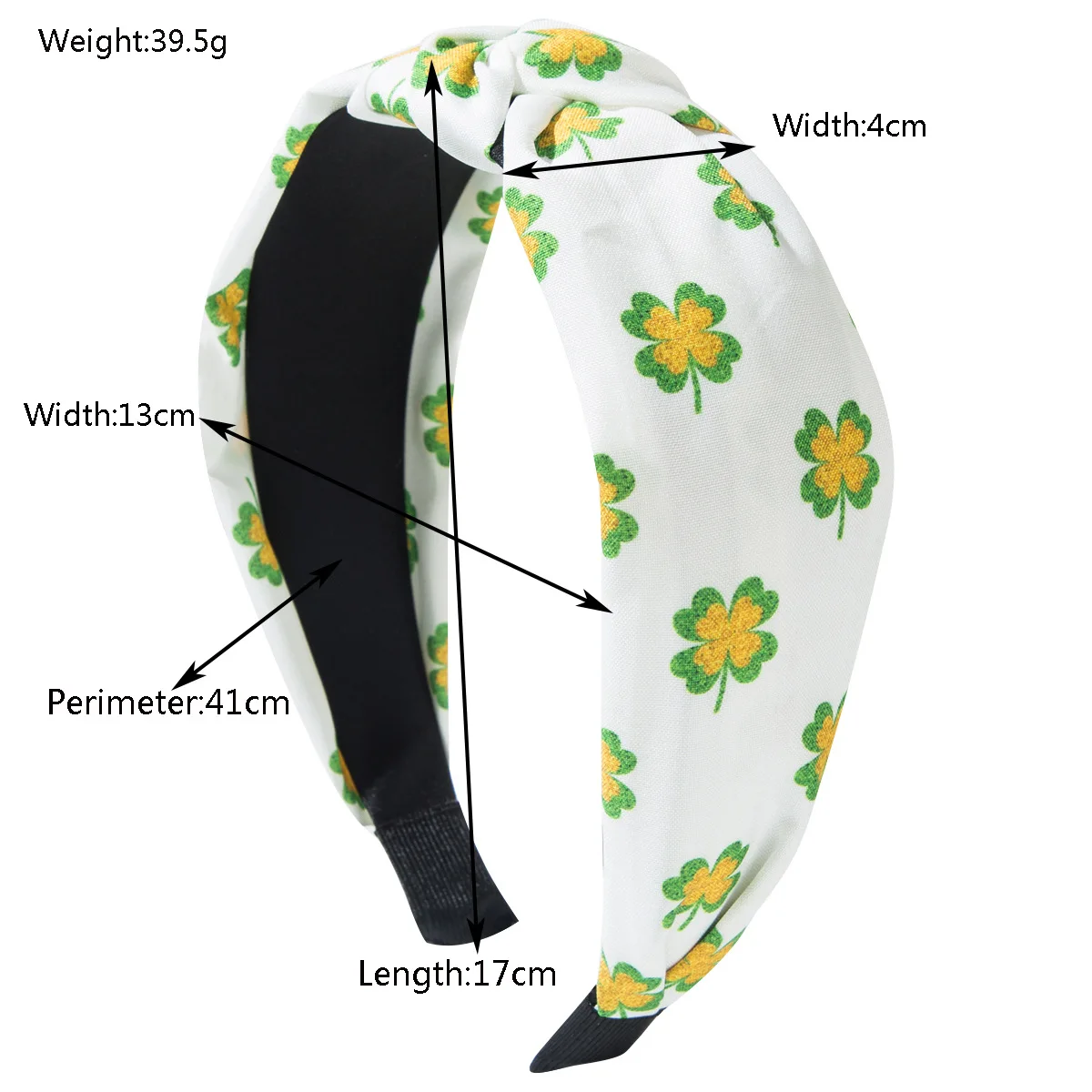 Simple printed fabric headband Clover polka dot fashion headband Irish St Patrick's Day headband