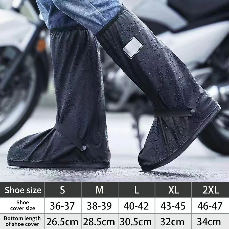 Zapatos gruesos de tubo alto para acampar al aire libre, impermeables, reutilizables, para motocicleta, ciclismo, botas para la lluvia, cubiertas para