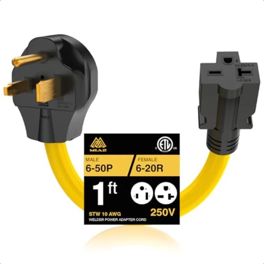

[240v to 240v] Welder Power Adapter 220 Volt Plug Adapter Nema 650p to NEMA 620r for EV Electric Vehicle Charging STW 10AWG ETL
