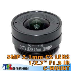 고정 조리개 렌즈 CS 마운트 CCTV 렌즈, 광각 133 도, CCTV 카메라, 3MP 2.1mm, 1/2 인치