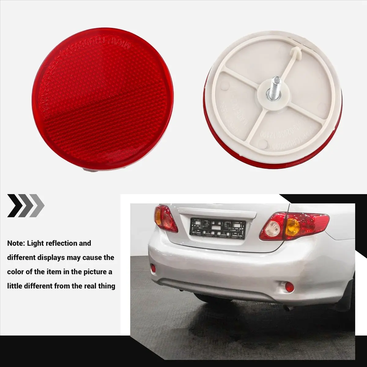 

#49W Automotive Parts & Accessories,2Pcs Rear Bumper Reflector Rear Bumper Lights For Toyota (Red)