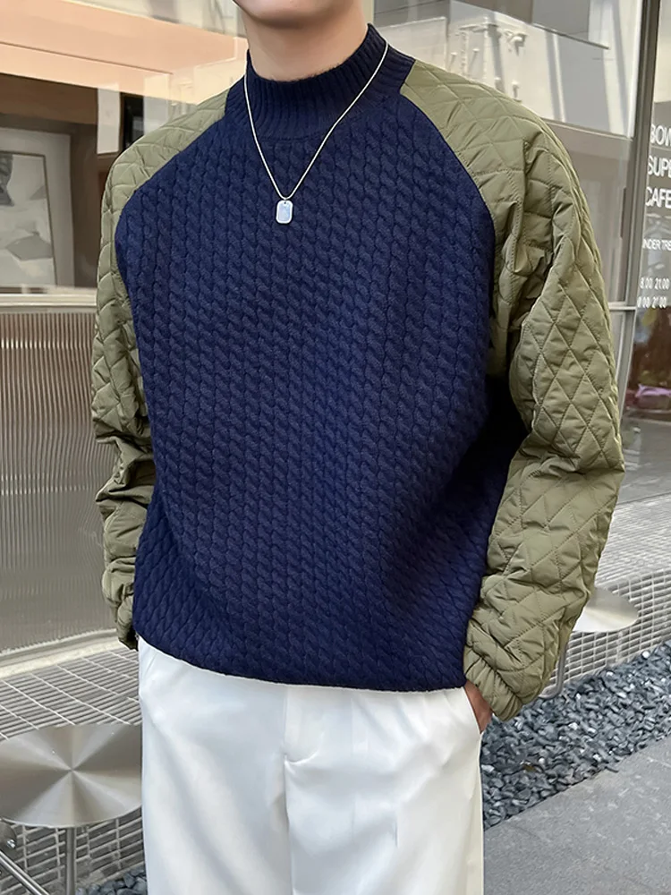 

Утепленная хлопковая толстовка с капюшоном для мужчин, модный вязаный свитер с высоким воротником и длинными рукавами, зимняя молодежная одежда