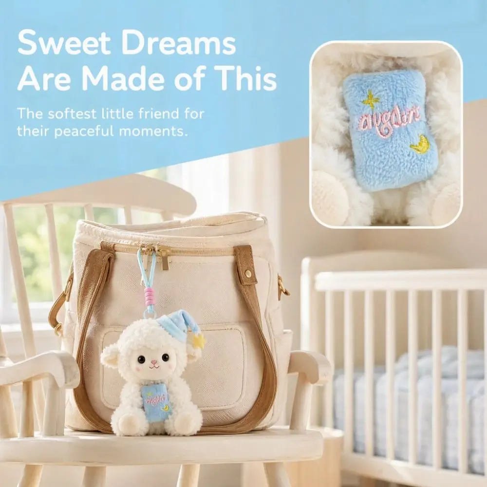 Cute Sheep Plush Keychain Soft Dressed Lamb Cartoon Animal Stuffed Doll 13cm Size Cartoon Lamb Bag Charm Bag Accessories