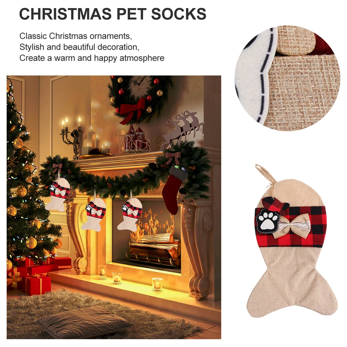 

Christmas Gift Pouch Stockings Holiday Decorative Storage Bag For Christmas Tree Fireplace Wall Kitchen Durable Premium Material