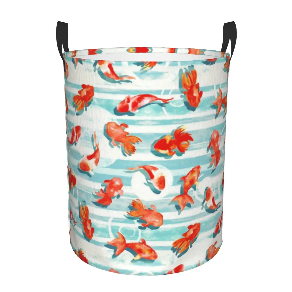 Watercolor Goldfish Laundry Basket Collapsible Fish Animal Clothing Hamper Toys Organizer Storage Bins