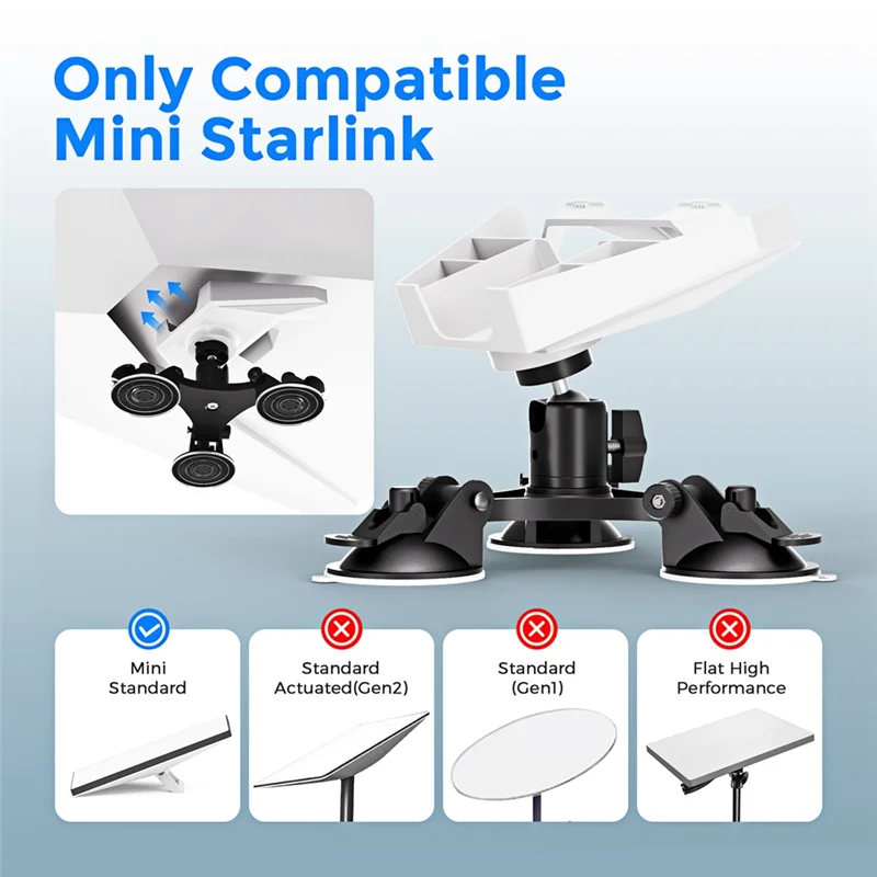 B44C Suction Cup Holder And Adjustable Angle Head Adapter Bracket For Starlink Mini Suitable For Rvs Cars Yacht Roofs