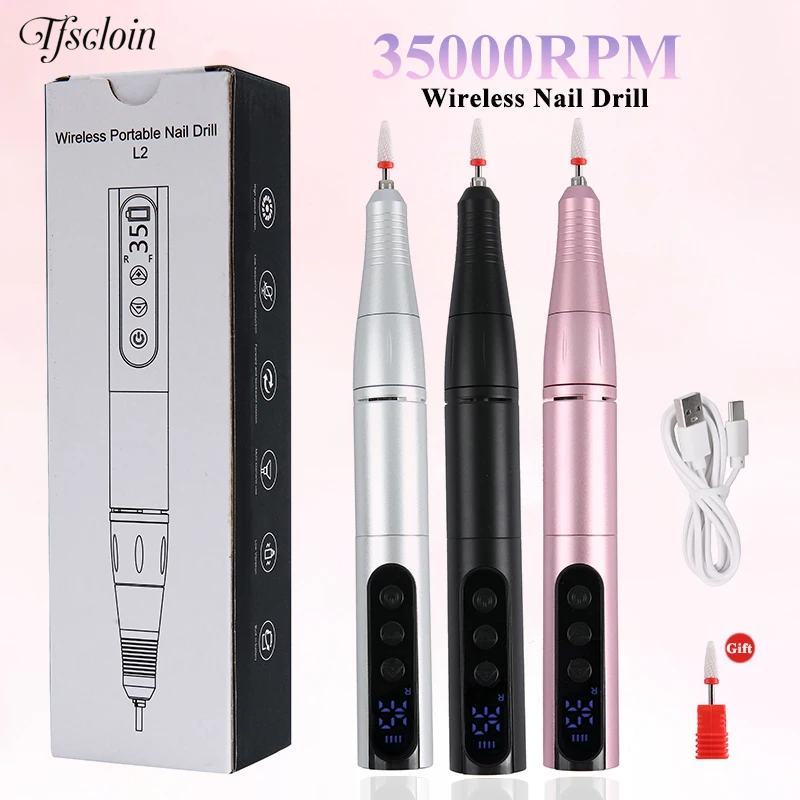 

Новая перезаряжаемая дрель для ногтей, 35000 об/мин, беспроводная дрель для ногтей, ручка, USB-интерфейс, пилочка для ногтей, портативная маникюрная дрель, инструмент для салона