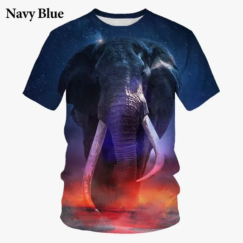 3D Elephant Print Men's T-shirt, Fun Hip-hop Short-sleeved T-shirt, 2025