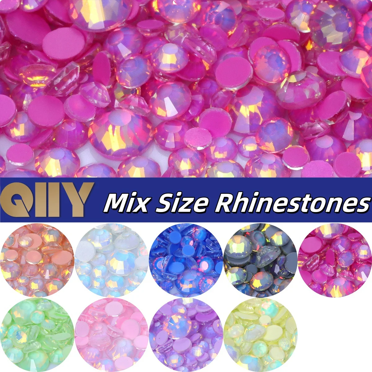 Strass non termoadesivi in vetro di dimensioni miste 1440 pezzi Mocha Opal Series Glitter Crystal per abito da sposa Indumento Decorazione nail art