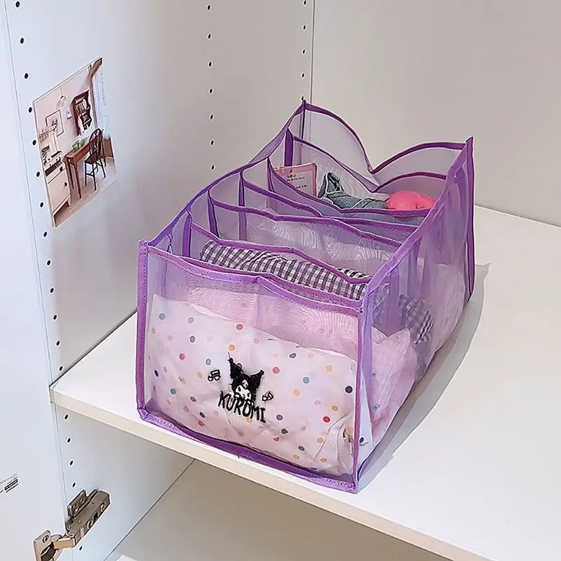 Sanrios Kuromi حقيبة تخزين ملابس حقيبة الويب الإبداعية الكرتون تخزين المنزلية أنيمي Kawaii الملابس الداخلية الجوارب تخزين Hot البيع هدية #4